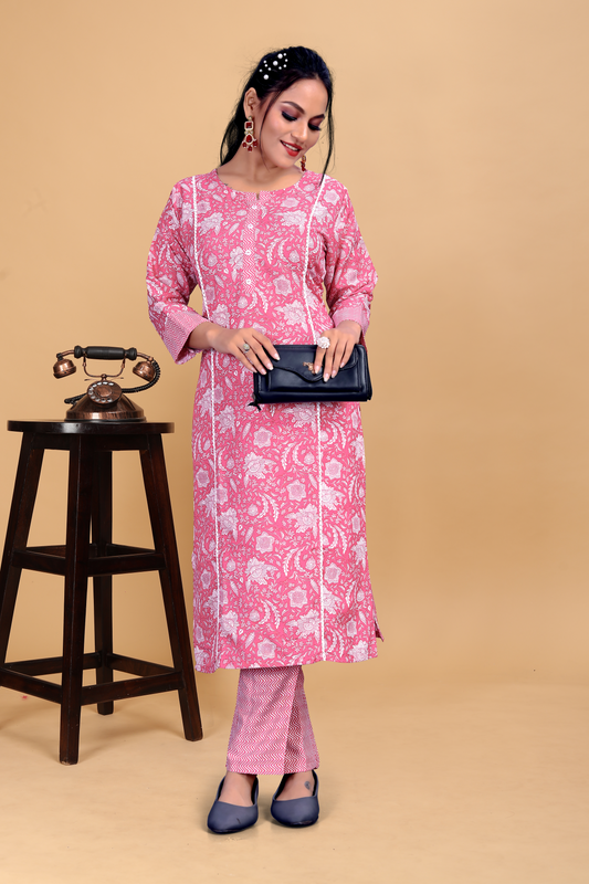 Elegant Pink Two-Piece Long Co-ord Set for Women - Stylish & Comfortable