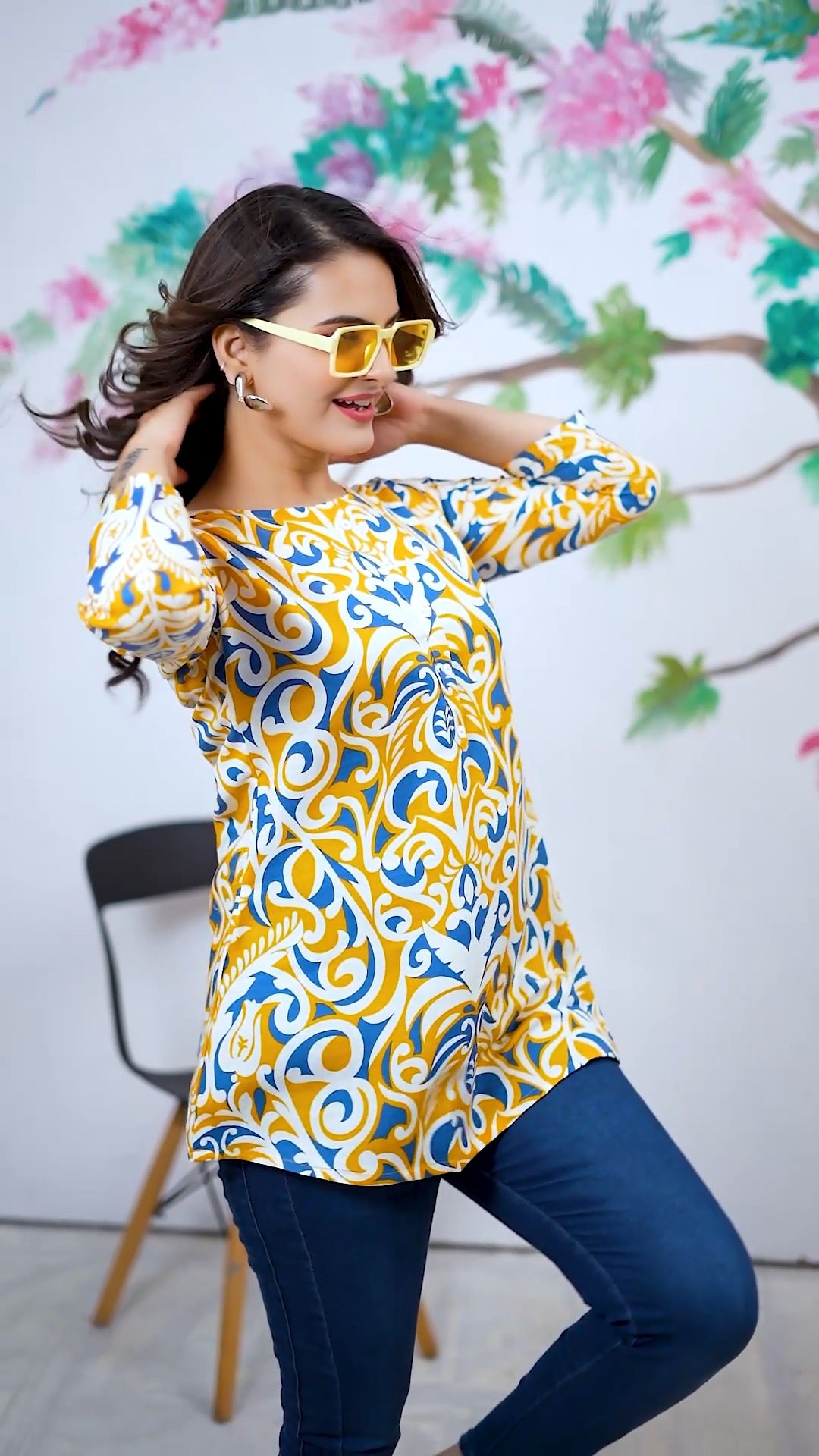 Modern Printed Rayon Top for Women – Relaxed & Trendy Style