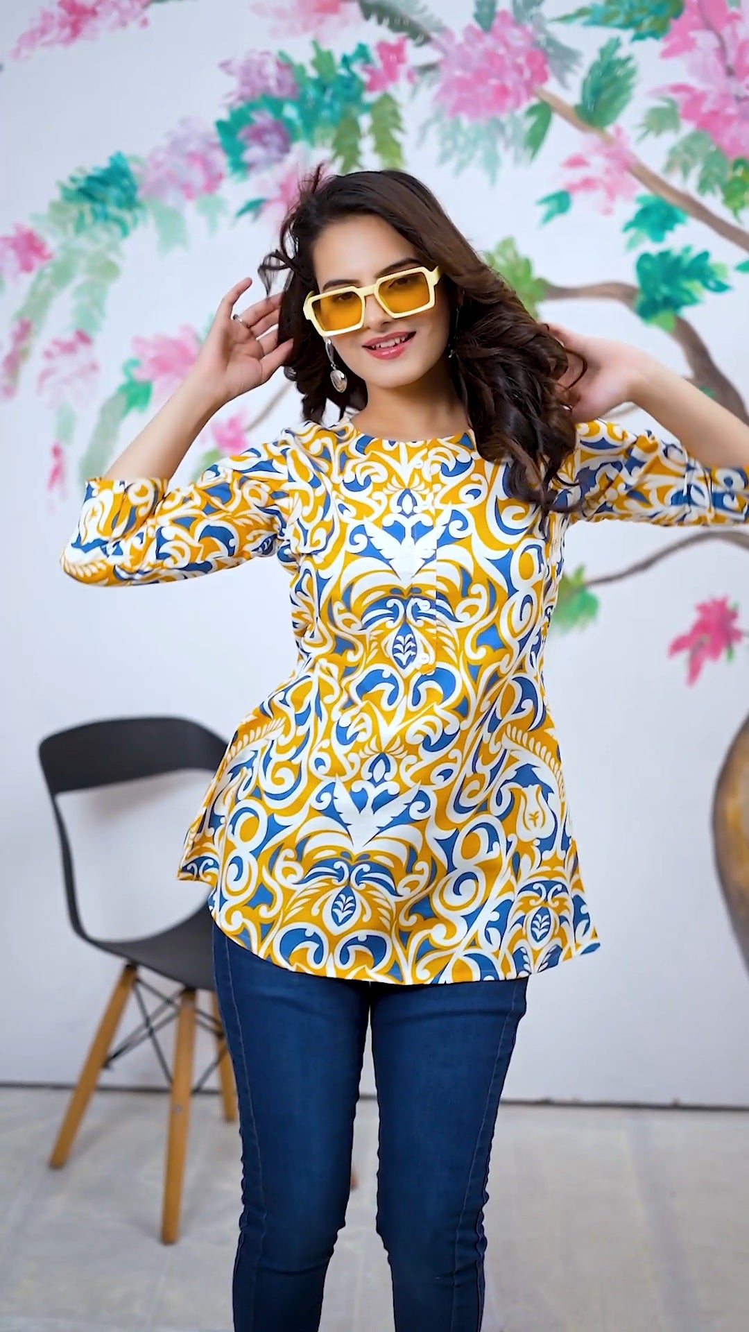 Modern Printed Rayon Top for Women – Relaxed & Trendy Style