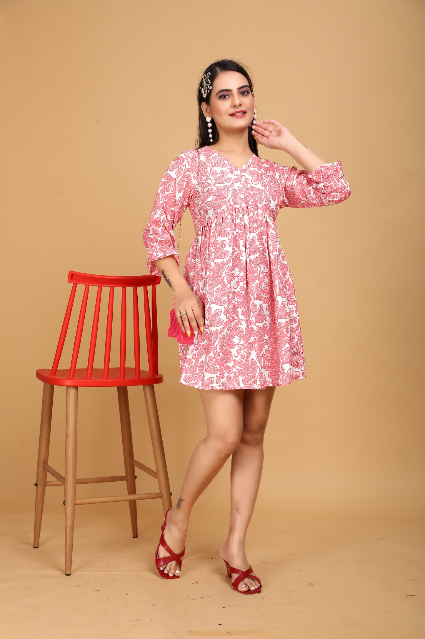 Elegant Pink Floral Rayon Western Top for Women