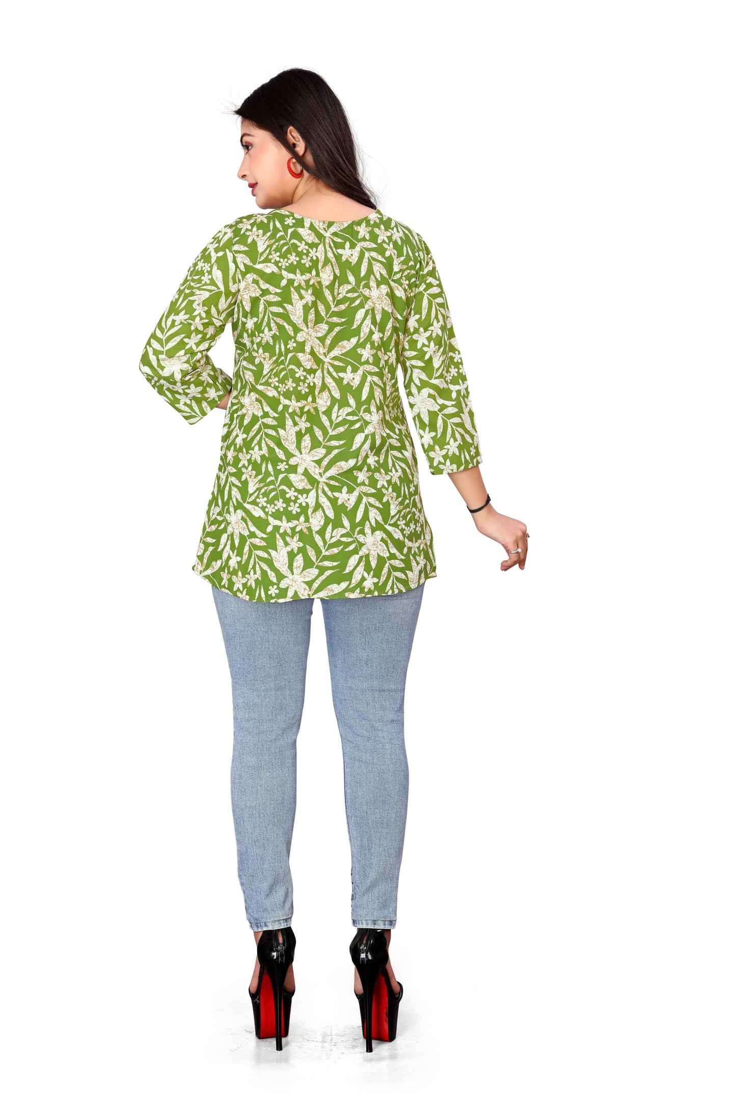 Stylish Rayon Green Printed Top for Women - Elegant & Lightweight